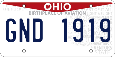 OH license plate GND1919