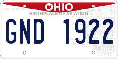 OH license plate GND1922