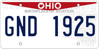 OH license plate GND1925