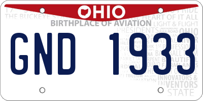 OH license plate GND1933