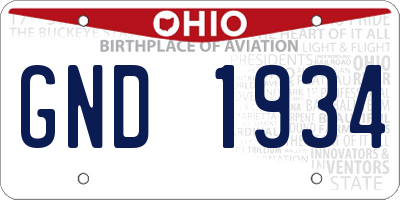OH license plate GND1934