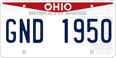 OH license plate GND1950