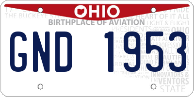 OH license plate GND1953