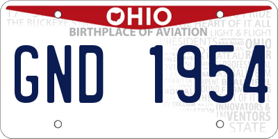 OH license plate GND1954