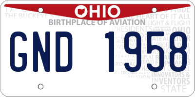 OH license plate GND1958