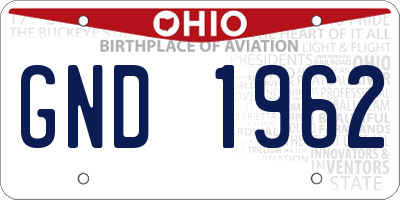 OH license plate GND1962