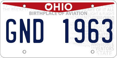 OH license plate GND1963