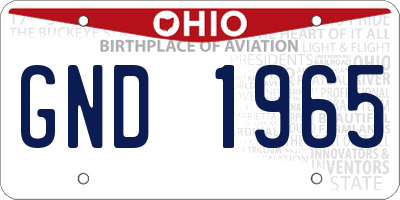 OH license plate GND1965