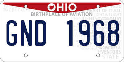 OH license plate GND1968