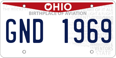 OH license plate GND1969