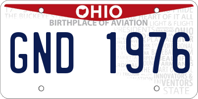 OH license plate GND1976