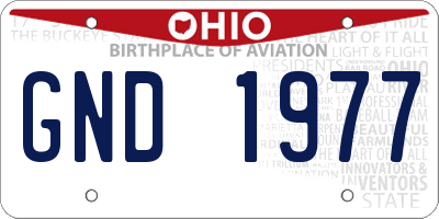 OH license plate GND1977