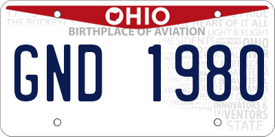 OH license plate GND1980