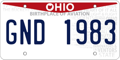 OH license plate GND1983