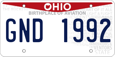 OH license plate GND1992