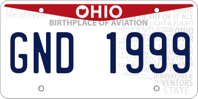 OH license plate GND1999