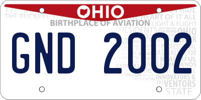 OH license plate GND2002