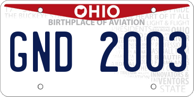 OH license plate GND2003