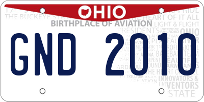 OH license plate GND2010