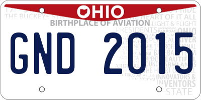OH license plate GND2015