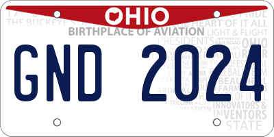 OH license plate GND2024
