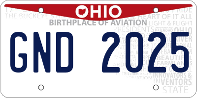OH license plate GND2025