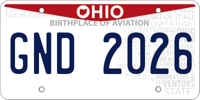 OH license plate GND2026