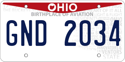 OH license plate GND2034