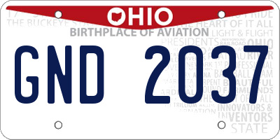 OH license plate GND2037