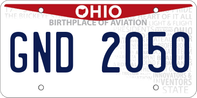 OH license plate GND2050