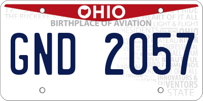 OH license plate GND2057
