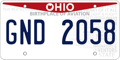 OH license plate GND2058