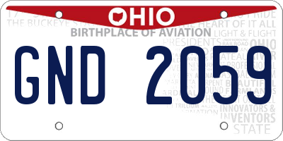 OH license plate GND2059
