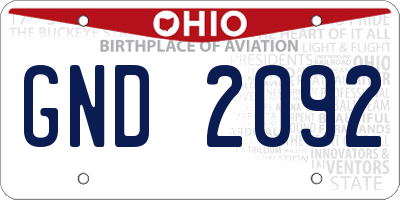 OH license plate GND2092