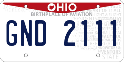 OH license plate GND2111