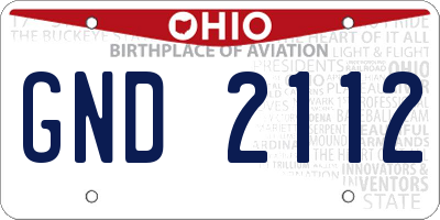 OH license plate GND2112