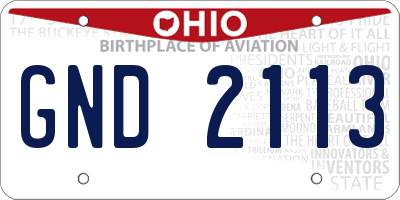 OH license plate GND2113