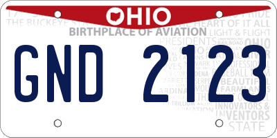 OH license plate GND2123