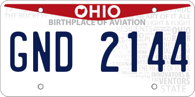 OH license plate GND2144