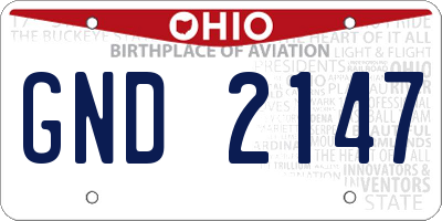 OH license plate GND2147