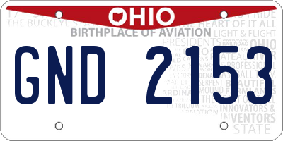 OH license plate GND2153