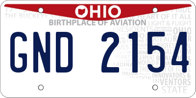 OH license plate GND2154