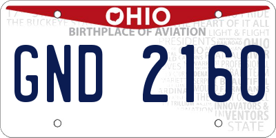 OH license plate GND2160