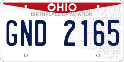 OH license plate GND2165