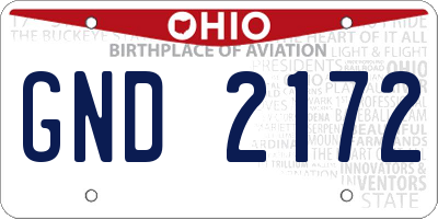 OH license plate GND2172