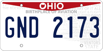 OH license plate GND2173