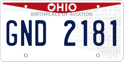 OH license plate GND2181