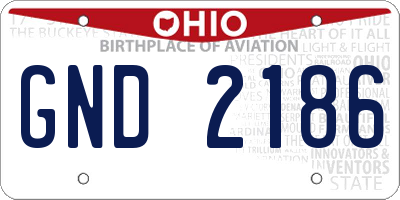 OH license plate GND2186