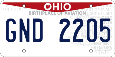OH license plate GND2205