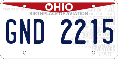 OH license plate GND2215